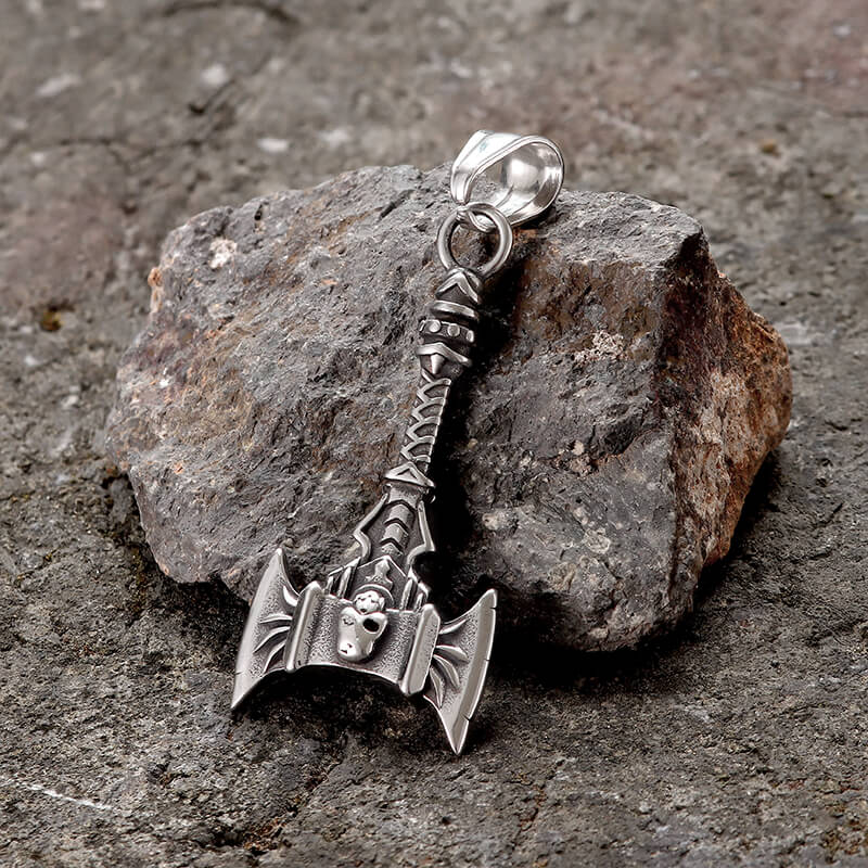 Skull Axe Stainless Steel Viking Pendant