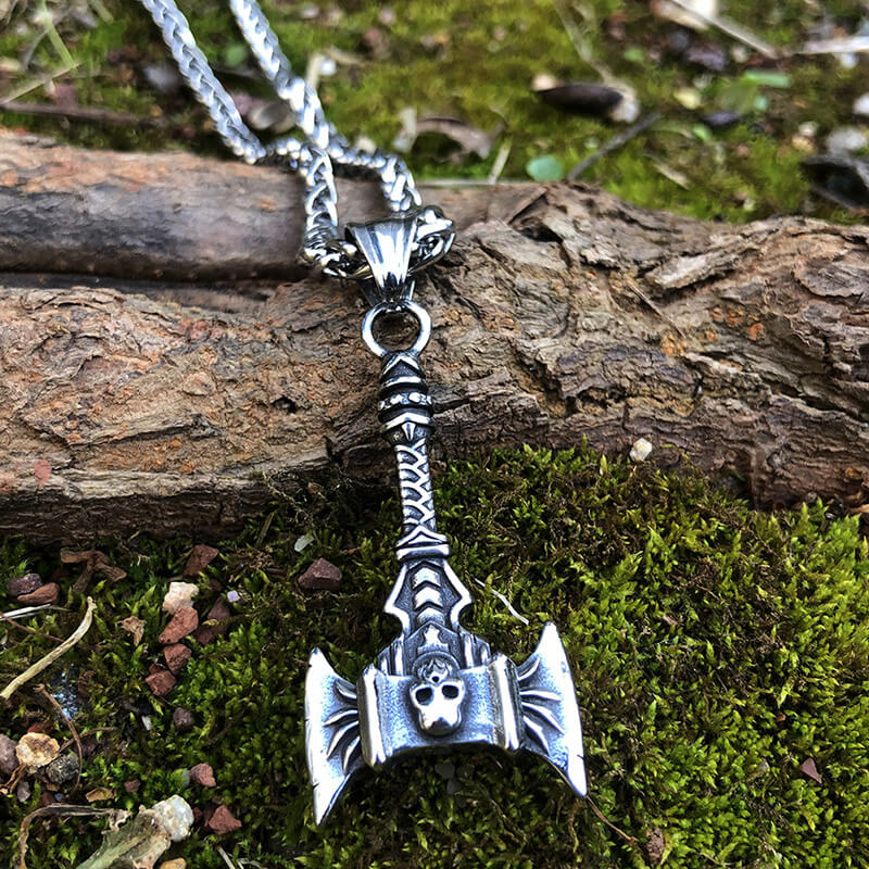 Skull Axe Stainless Steel Viking Pendant | Gthic.com