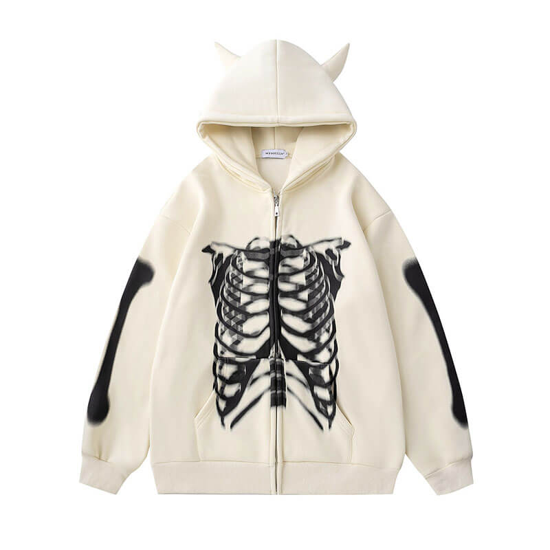 Skull Body Personalized Hoodie Coat/Gthic.com