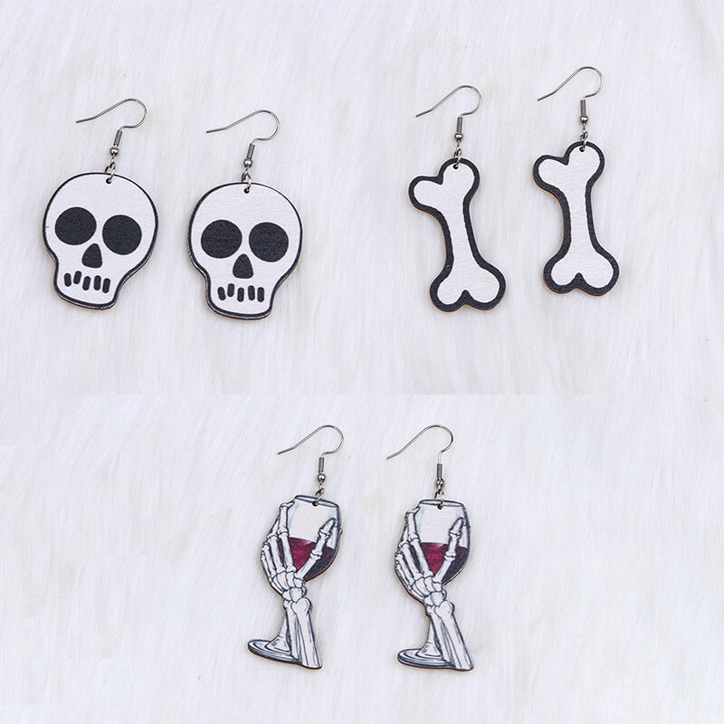 Skull Bones Acrylic Halloween Earrings