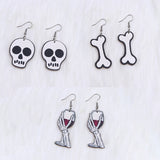 Skull Bones Acrylic Halloween Earrings