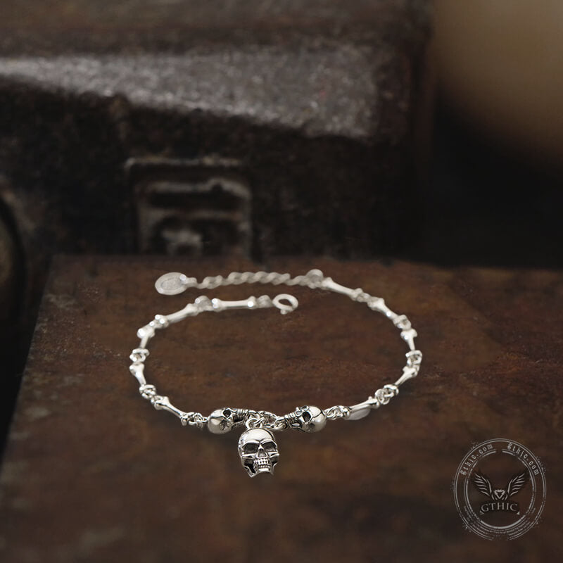 Skull Bones Sterling Silver Bracelet | Gthic.com