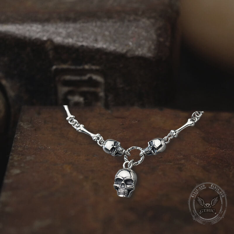 Skull Bones Sterling Silver Bracelet | Gthic.com