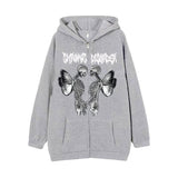 Skull Butterfly Polyester Hoodie Coat