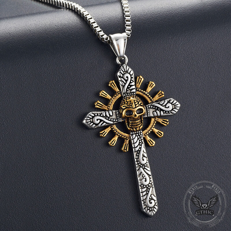 Skull Cross Stainless Steel Pendant Necklace