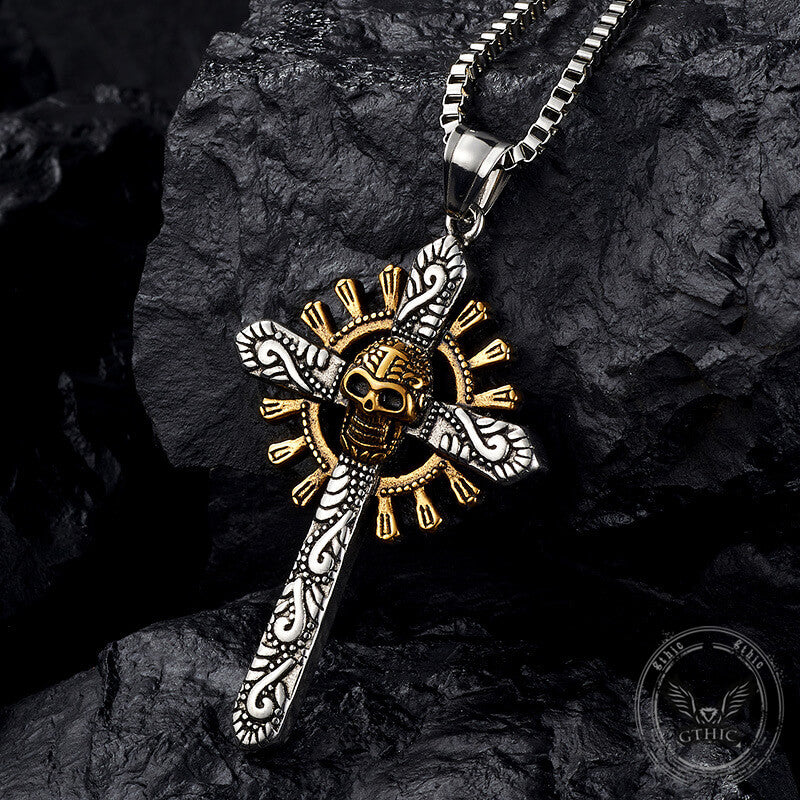 Skull Cross Stainless Steel Pendant Necklace 01/Gthic.com