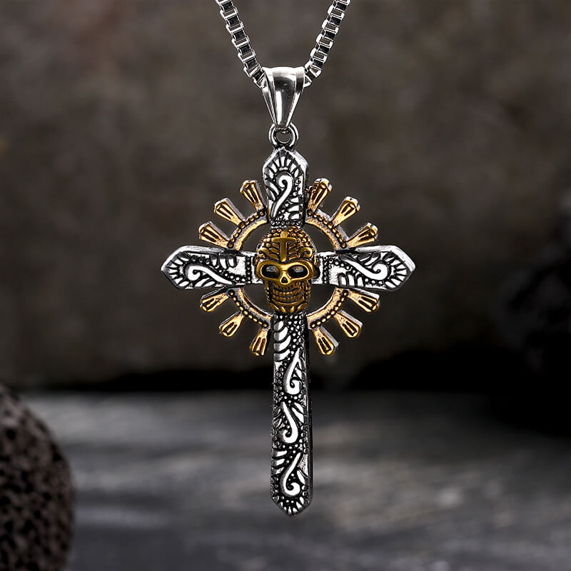 Skull Cross Stainless Steel Pendant Necklace |Gthic.com