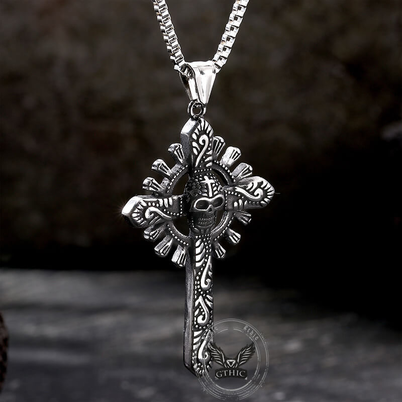 Skull Cross Stainless Steel Pendant Necklace