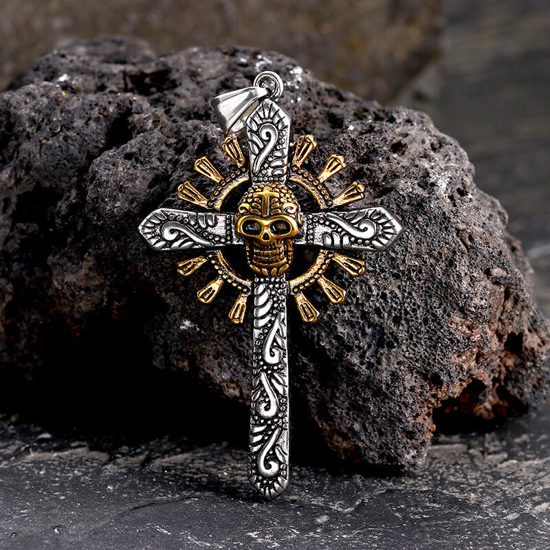 Skull Cross Stainless Steel Pendant Necklace |Gthic.com