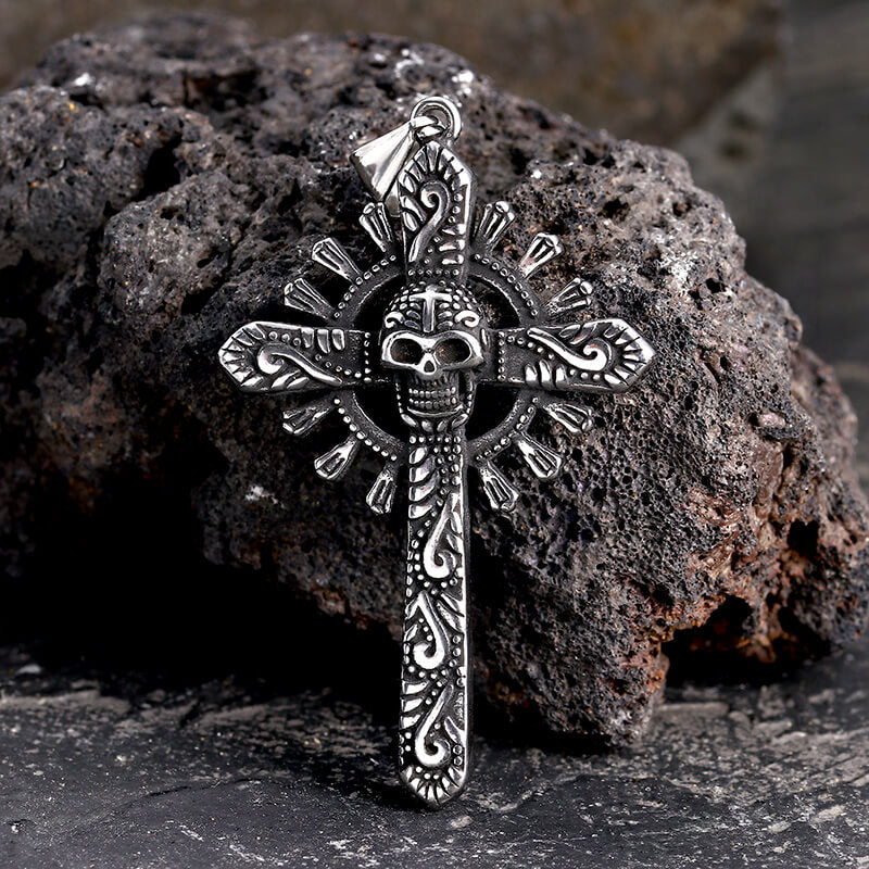 Skull Cross Stainless Steel Pendant Necklace |Gthic.com