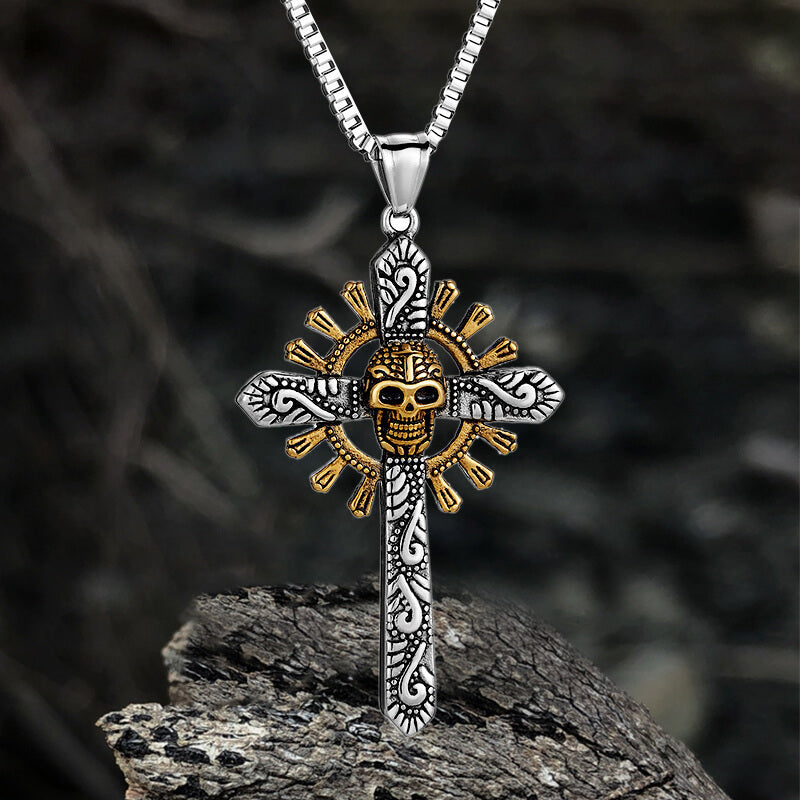 Skull Cross Stainless Steel Pendant Necklace