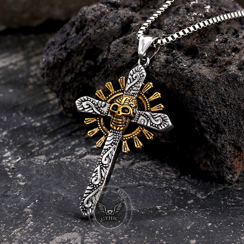 Skull Cross Stainless Steel Pendant Necklace |Gthic.com