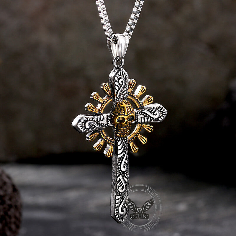 Skull Cross Stainless Steel Pendant Necklace |Gthic.com