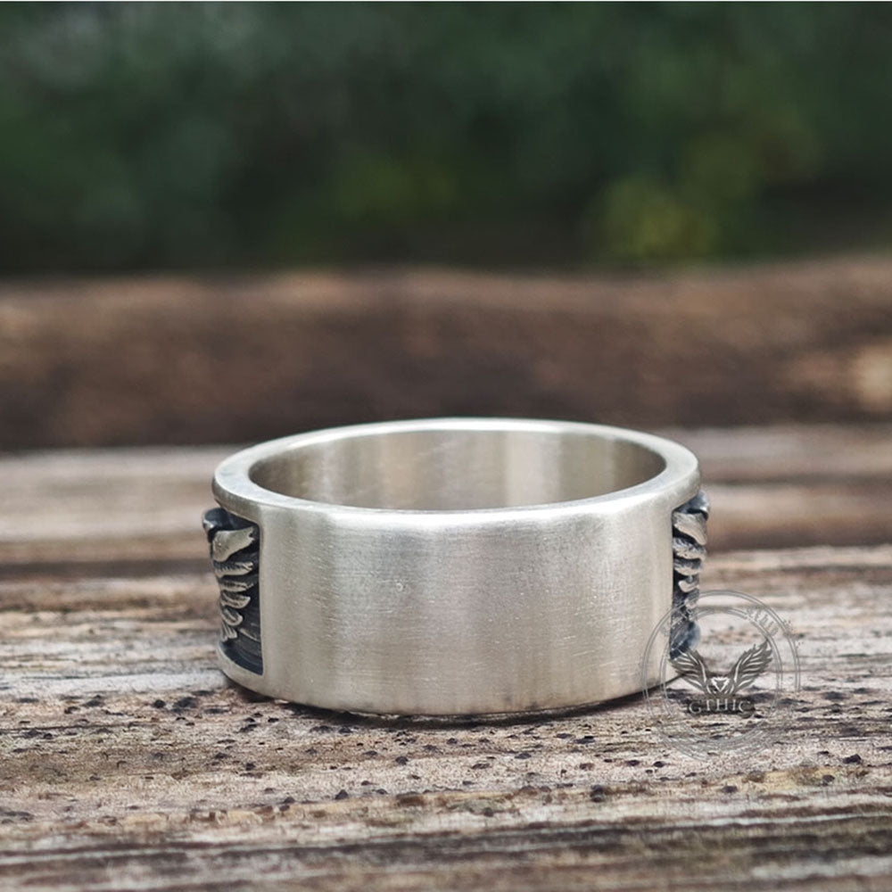 Skull Double Eagle Sterling Silver Ring