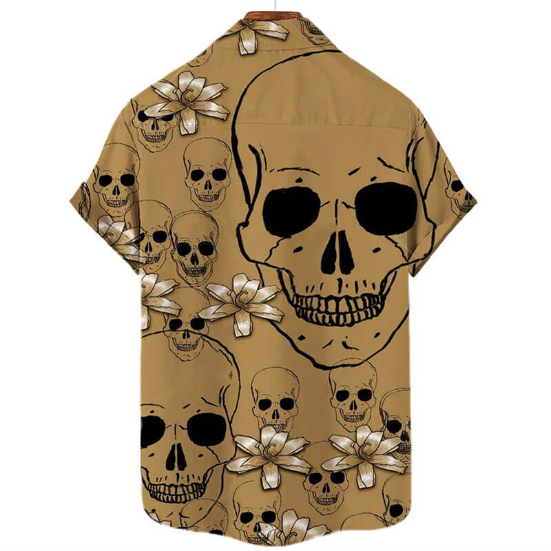 Skull Flowers Spandex Hawaiian Shirt | Gthic.com