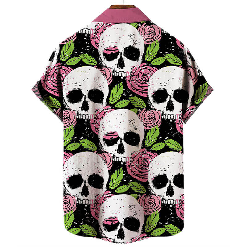 Skull Flowers Spandex Hawaiian Shirt | Gthic.com