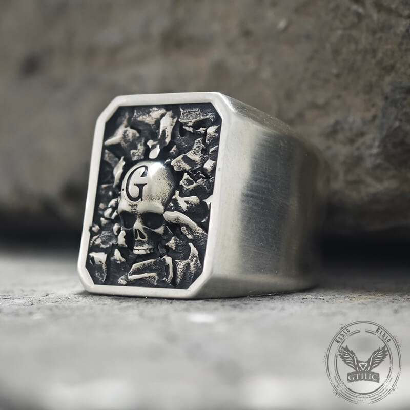 Bague en argent sterling Skull God