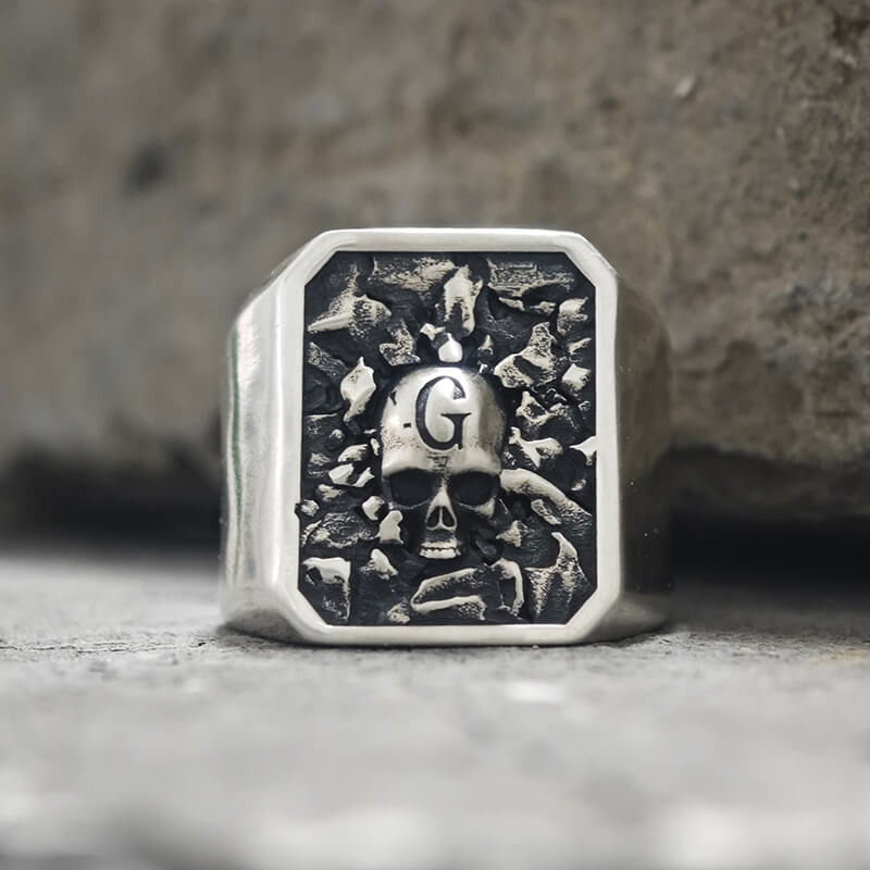 Skull God Sterling Silver Ring