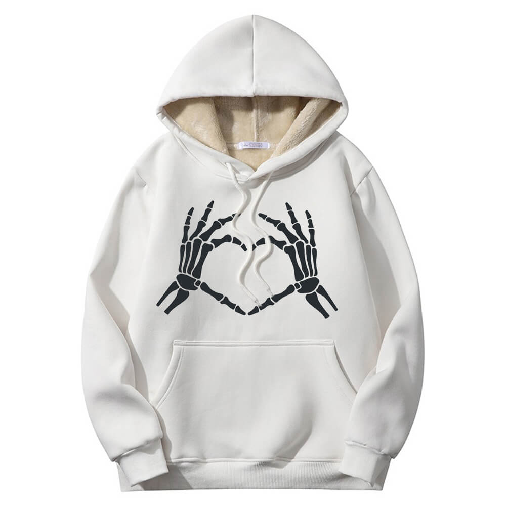 Skull Hand Love Heart Crew Collar Hoodie | Gthic.com