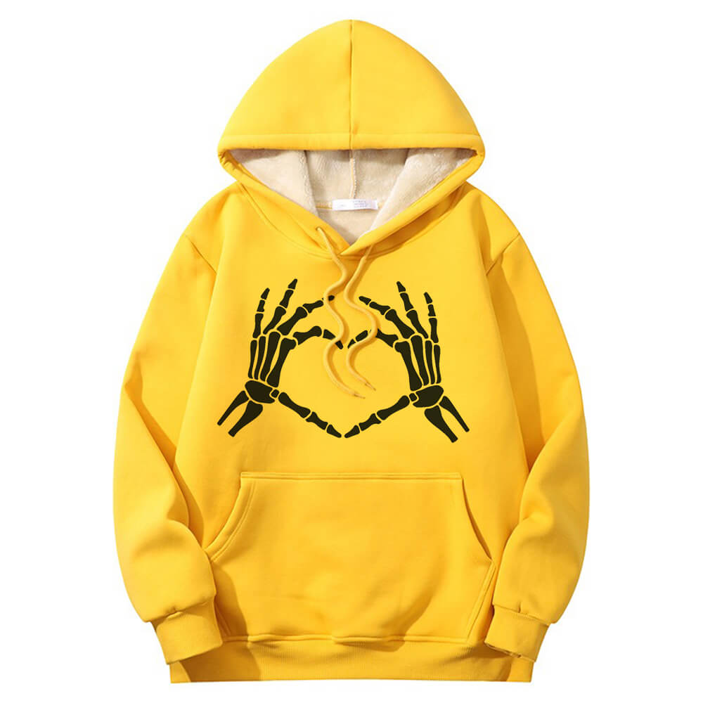 Skull Hand Love Heart Crew Collar Hoodie | Gthic.com