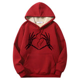 Skull Hand Love Heart Crew Collar Hoodie | Gthic.com