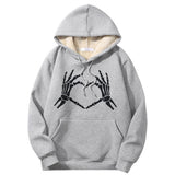 Skull Hand Love Heart Crew Collar Hoodie | Gthic.com