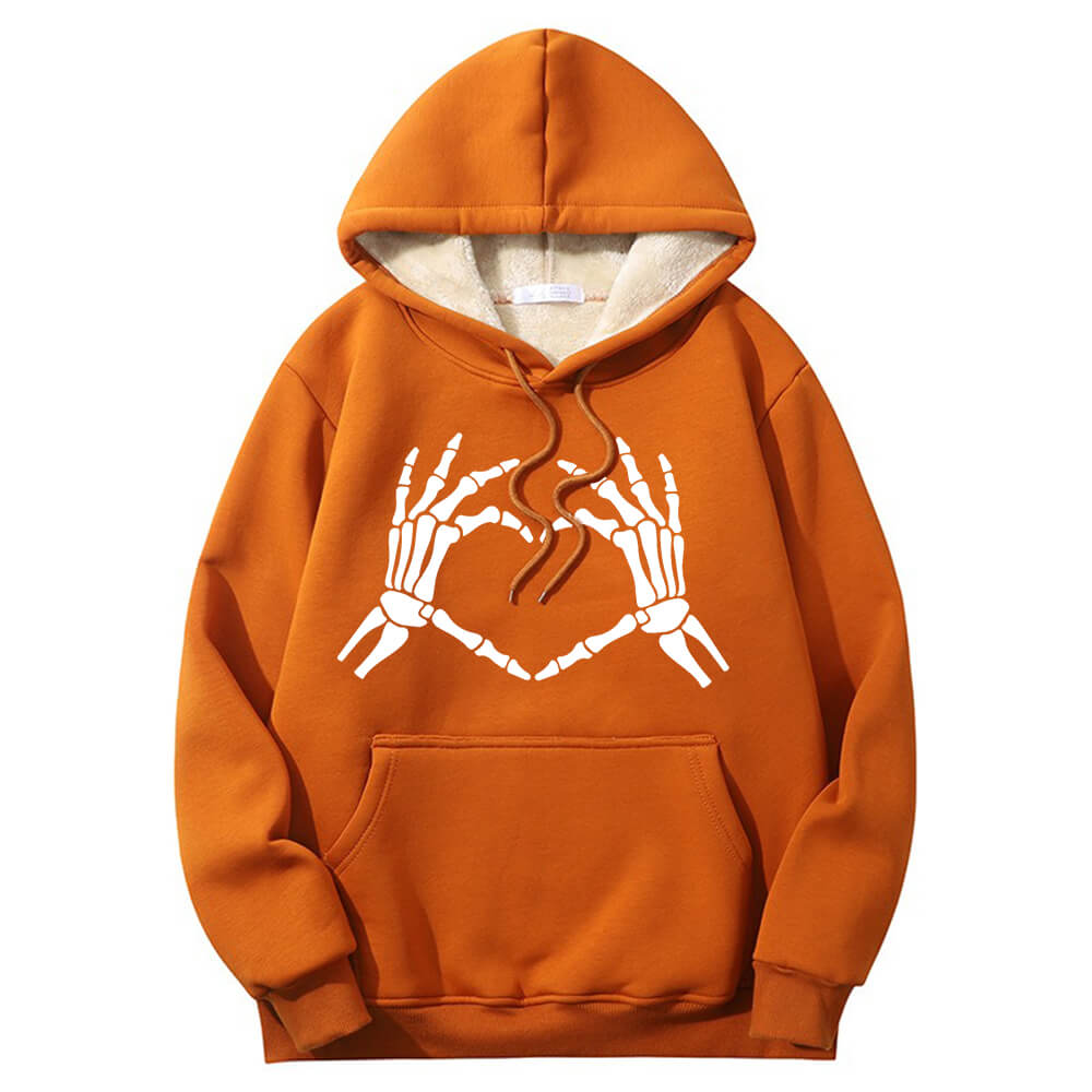 Skull Hand Love Heart Crew Collar Hoodie | Gthic.com