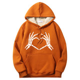 Skull Hand Love Heart Crew Collar Hoodie | Gthic.com