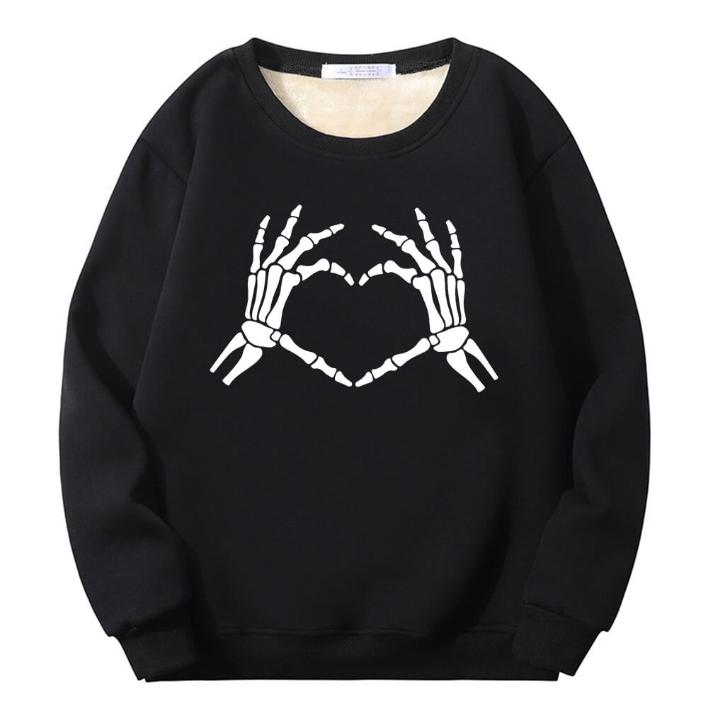 Skull Hand Love Heart Crew Collar Sweatshirt