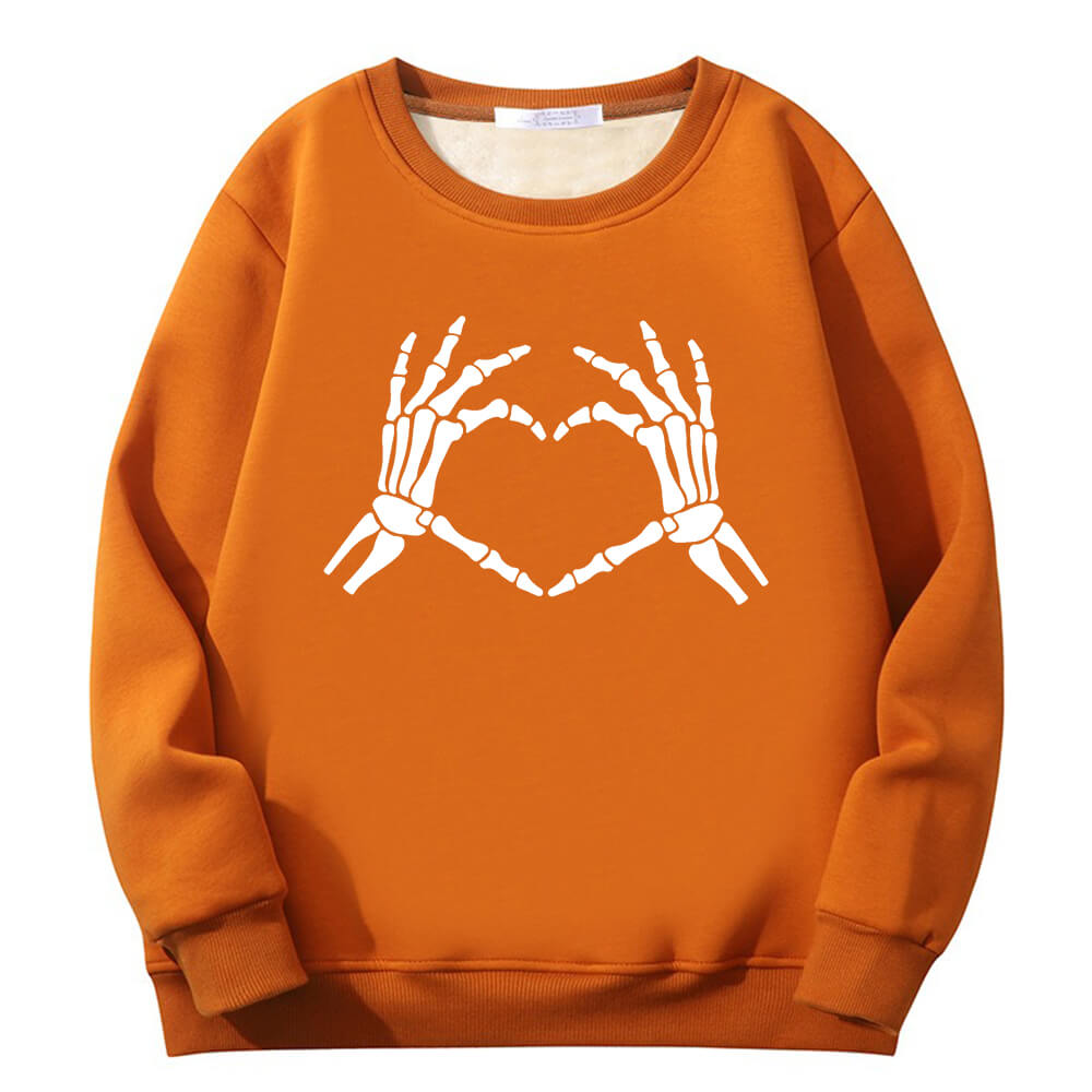 Skull Hand Love Heart Crew Collar Sweatshirt