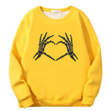 Skull Hand Love Heart Crew Collar Sweatshirt