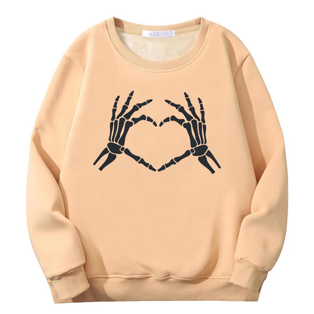 Skull Hand Love Heart Crew Collar Sweatshirt