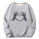 Skull Hand Love Heart Crew Collar Sweatshirt