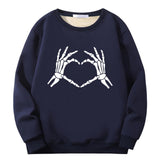 Skull Hand Love Heart Crew Collar Sweatshirt