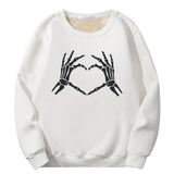 Skull Hand Love Heart Crew Collar Sweatshirt