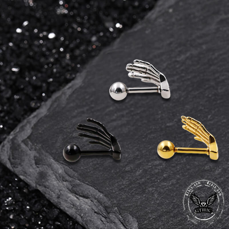 Boucles d'oreilles à tige en argent sterling avec tête de mort gothique