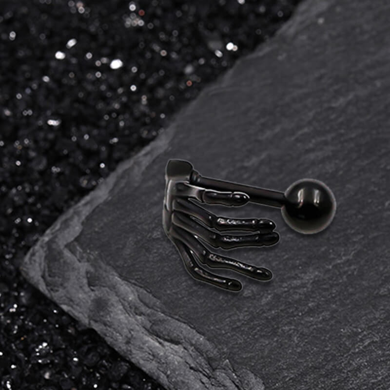 Boucles d'oreilles à tige en argent sterling avec tête de mort gothique