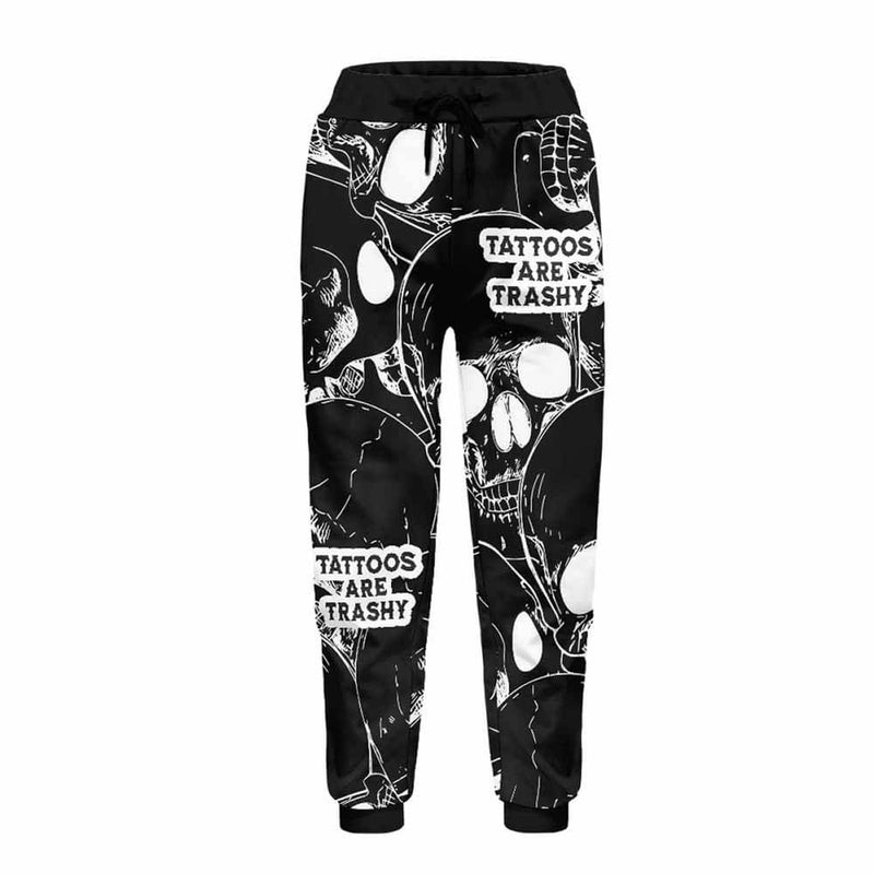 Skull Head Tattoos Are Trashy Elastic Casual Pants | Gthic.com