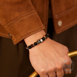 Skull Head Tiger's Eye Stone Stainless Steel Bracelet