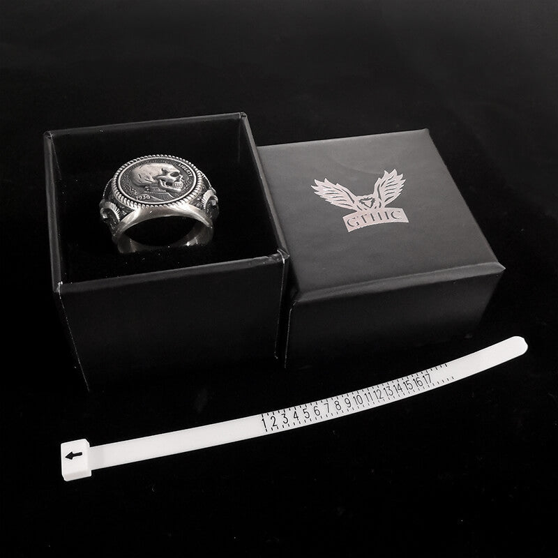 Anello in argento sterling con teschio hobo in nichel