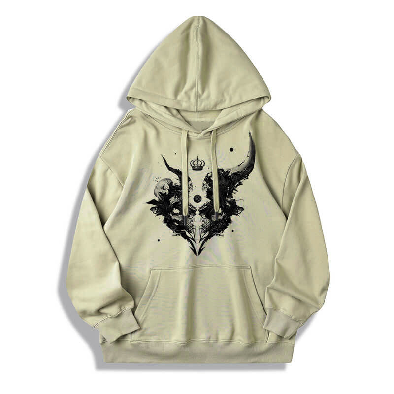 Skull Horns Baphomet Cotton Pullover Hoodie | Gthic.com