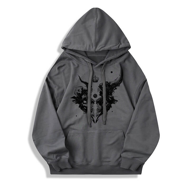 Skull Horns Baphomet Cotton Pullover Hoodie | Gthic.com