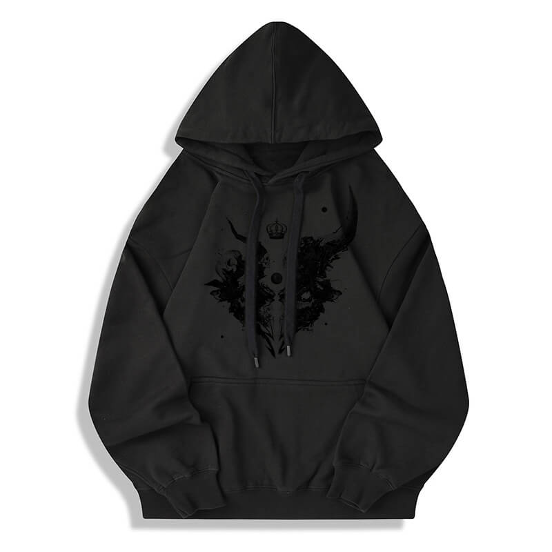 Skull Horns Baphomet Cotton Pullover Hoodie | Gthic.com