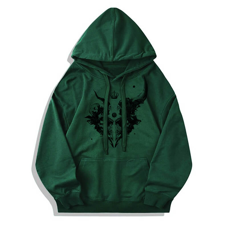 Skull Horns Baphomet Cotton Pullover Hoodie | Gthic.com