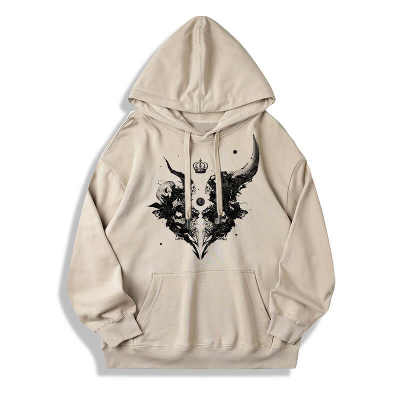 Skull Horns Baphomet Cotton Pullover Hoodie | Gthic.com