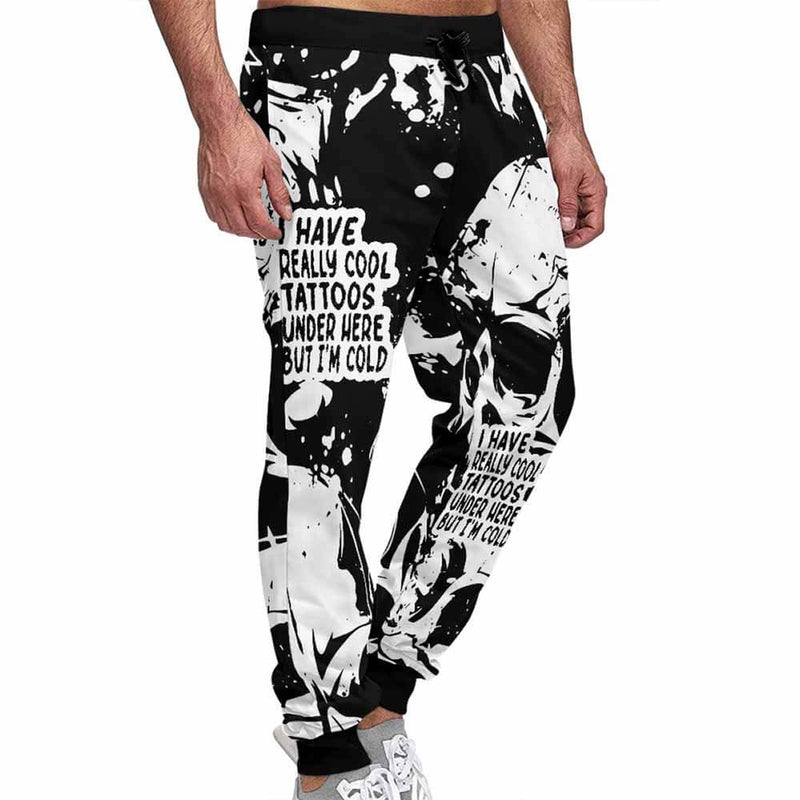 Skull I Have Really Cool Tattoos Elastic Casual Pants | Gthic.com