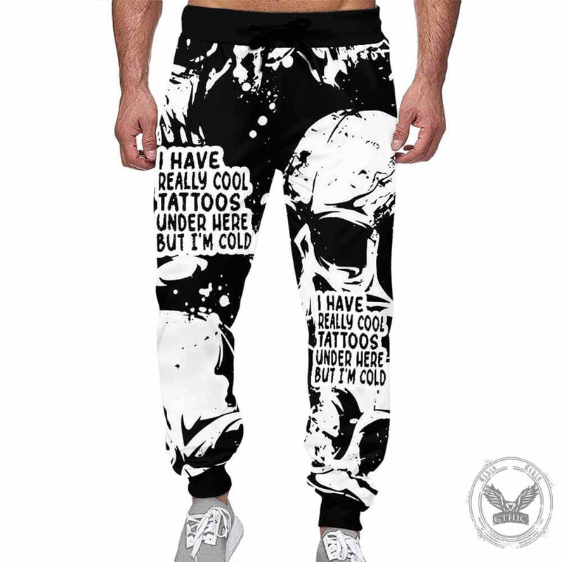 Skull I Have Really Cool Tattoos Elastic Casual Pants | Gthic.com