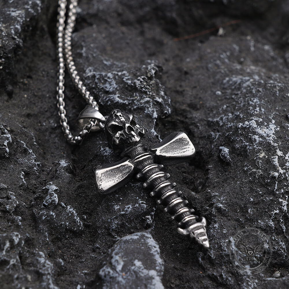 Skull Industrial Screw Stainless Steel Gothic Pendant