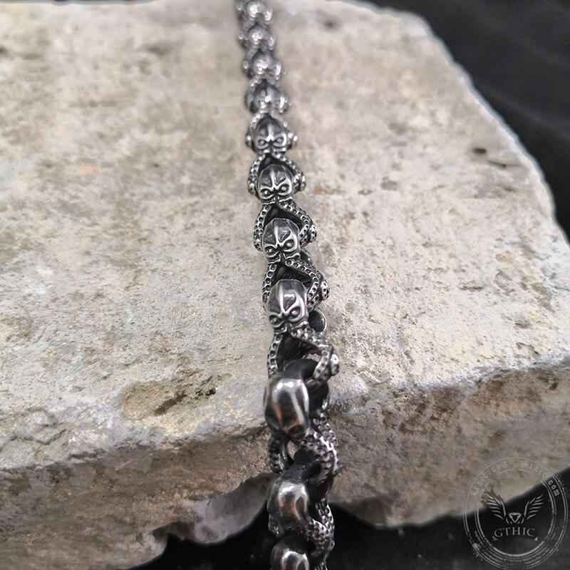 Skull Octopus Stainless Steel Biker Bracelet | Gthic.com