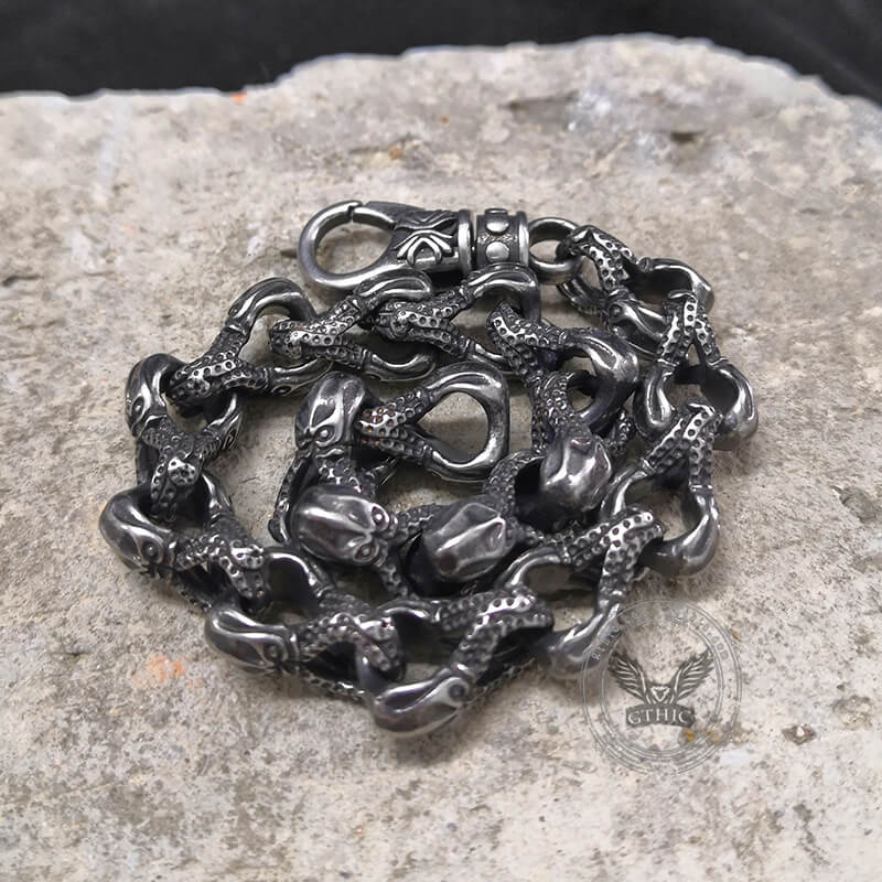 Skull Octopus Stainless Steel Biker Bracelet | Gthic.com